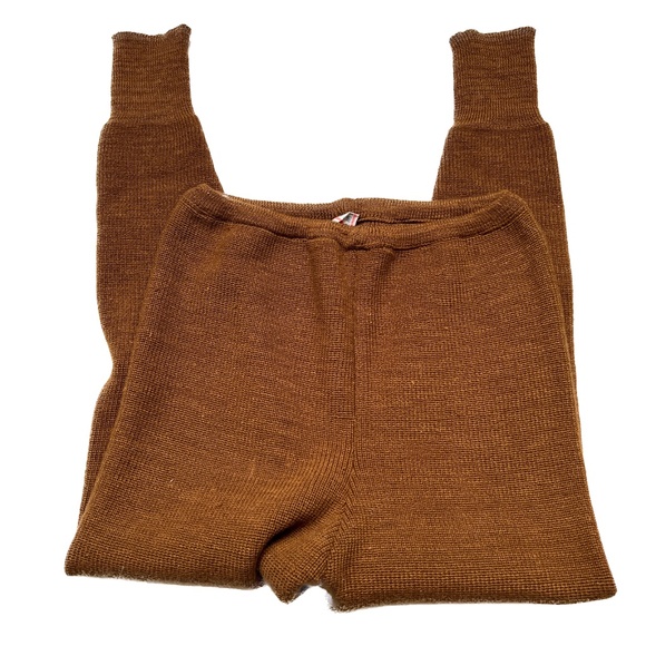 Handmade Hand Knit Sweater Pants High Waist Cuff Leg with Ribbed Ankle Thick M - Picture 2 of 6